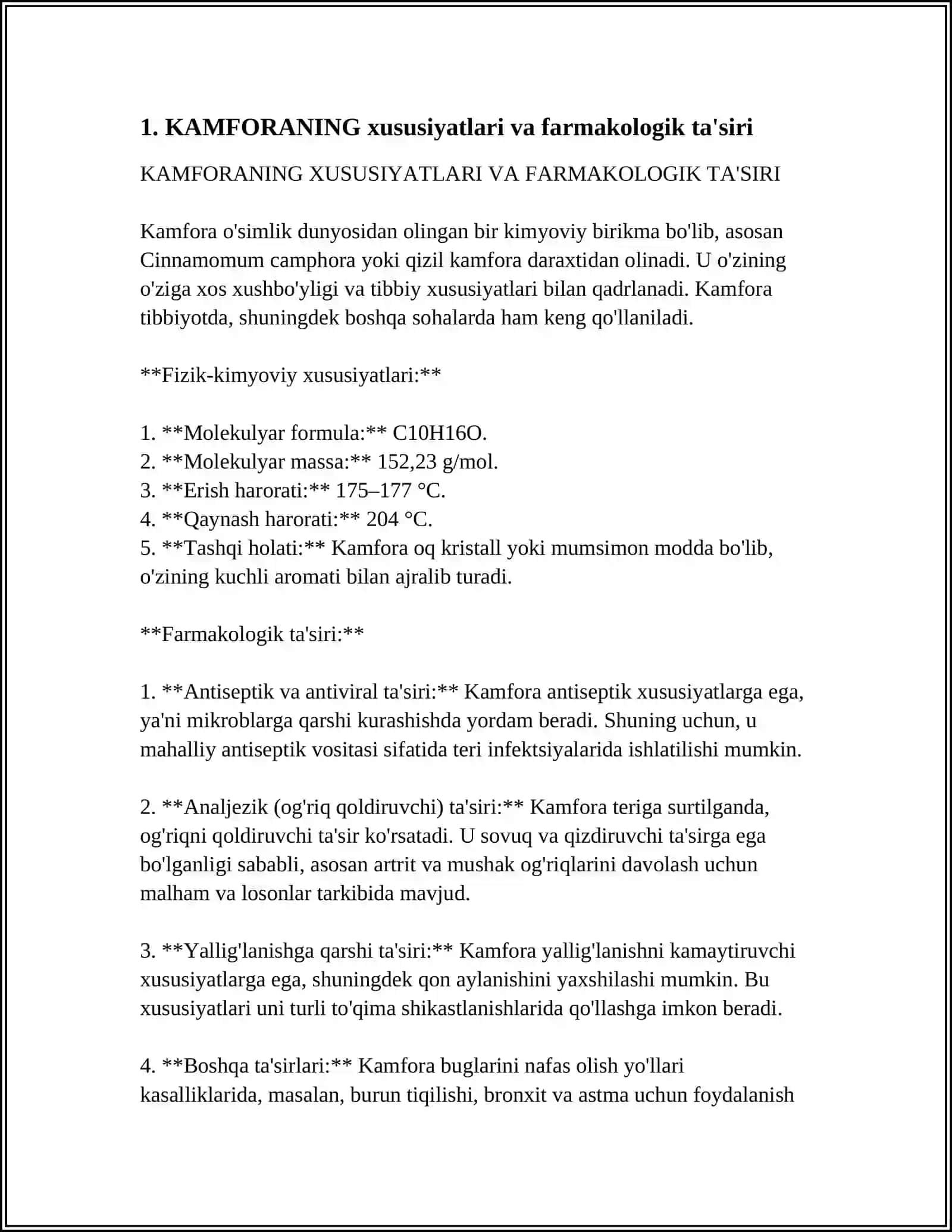 KAMFORANING 20% MOYLI IN’EKSION ERITMASINI SIFATINI BAHOLASH 3