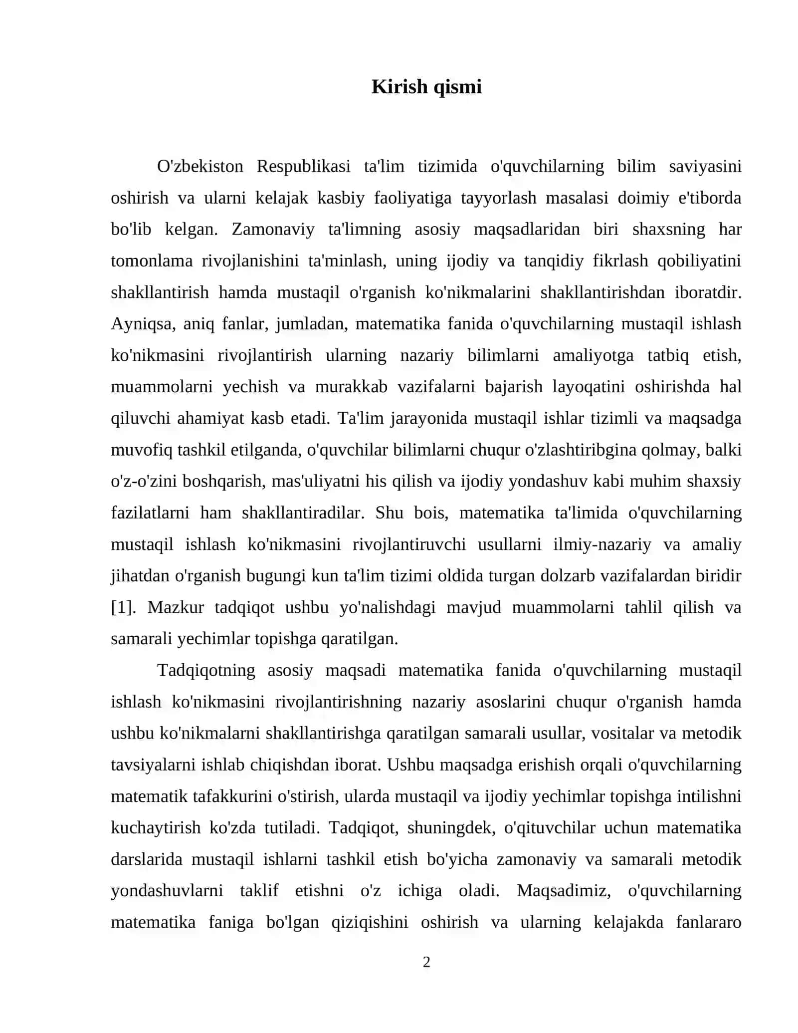 Matematika fanida o'quvchilarning mustaqil ishlash ko'nikmasini rivojlantiruvchi usullar 3