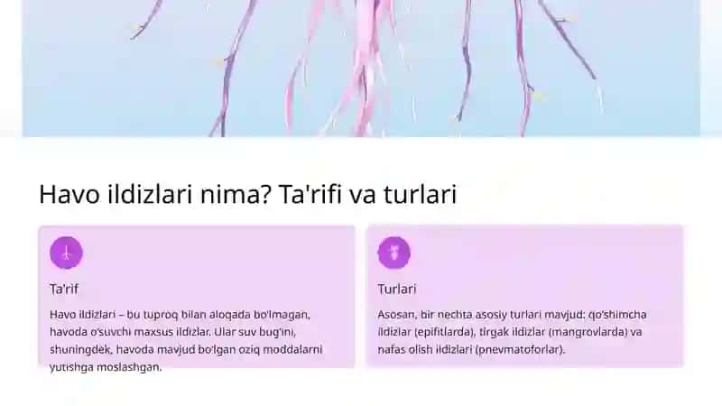 Vegetativ organlar: Havo ildizlari, Tuzilishi va Ahamiyati 3