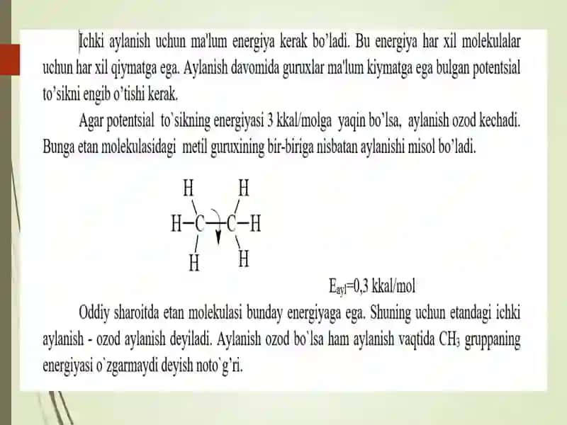 Ichki molekulyar aylanish va konformatsiyalar 3