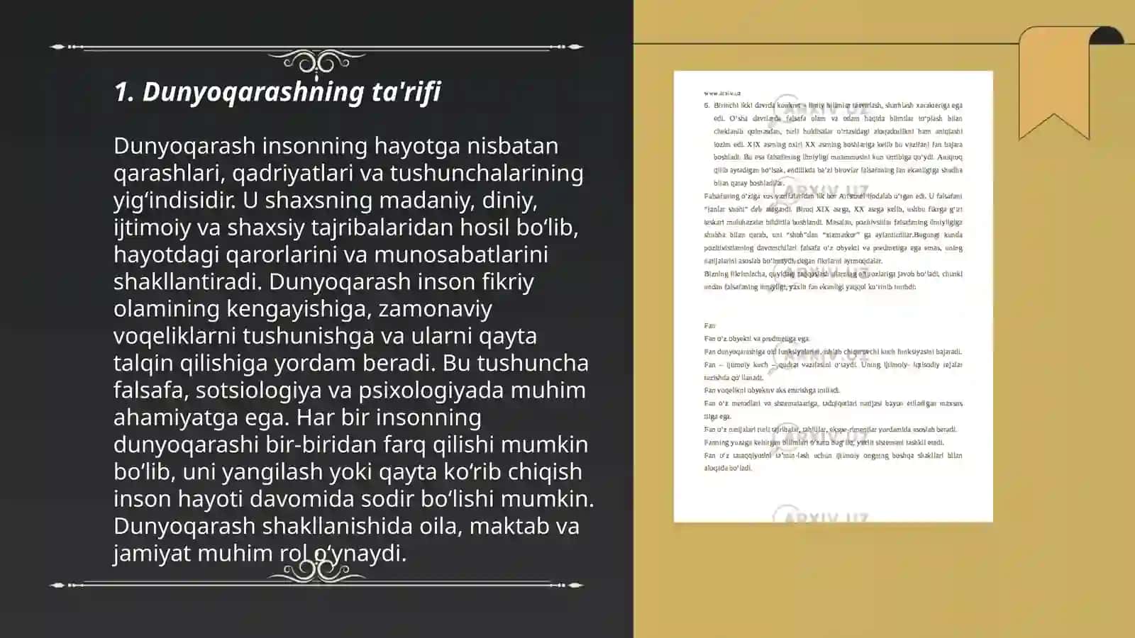 Dunyoqarashning mohiyati, tuzulishi va asosiy funksiyalari 3