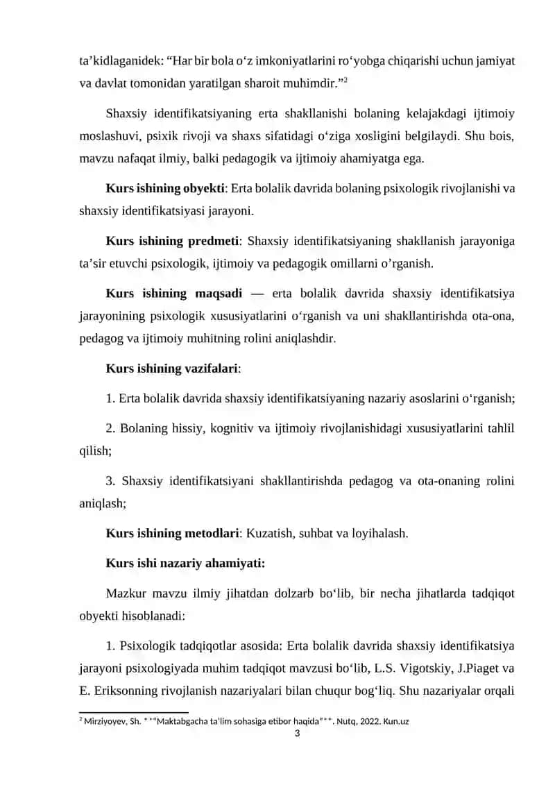 Erta Bolalik Davrida Shaxsiy Identifikatsiya Jarayoni 3