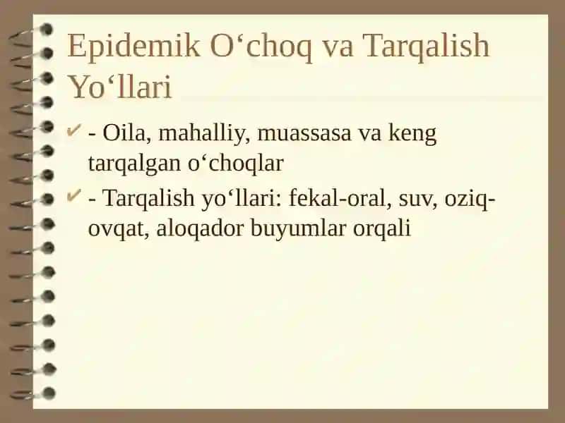O‘tkir Ichak Infeksiyalarning Epidemik O‘chog‘ida Epidemiyaga Qarshi Chora-Tadbirlar 3