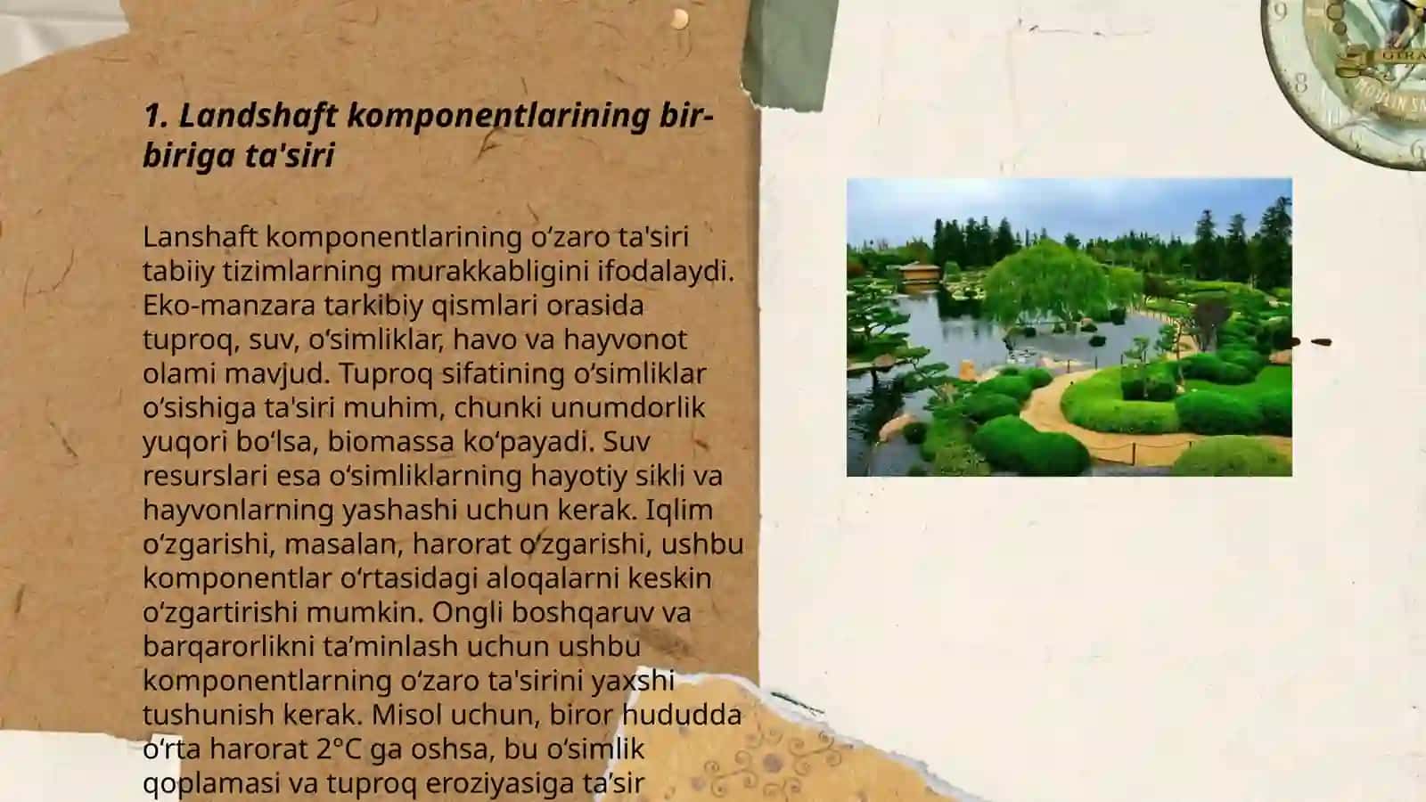 Landshaft kompanentlari oʻrtasidagi aloqadorlik, landshafning morfologik qismlari va ularning xususiyatlari 3