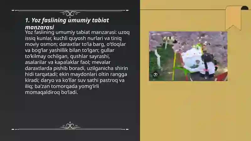Yoz faslidagi tabiat manzarasi bilan tanishtirish, mevalarni pishishini, ularni kuzatish 3
