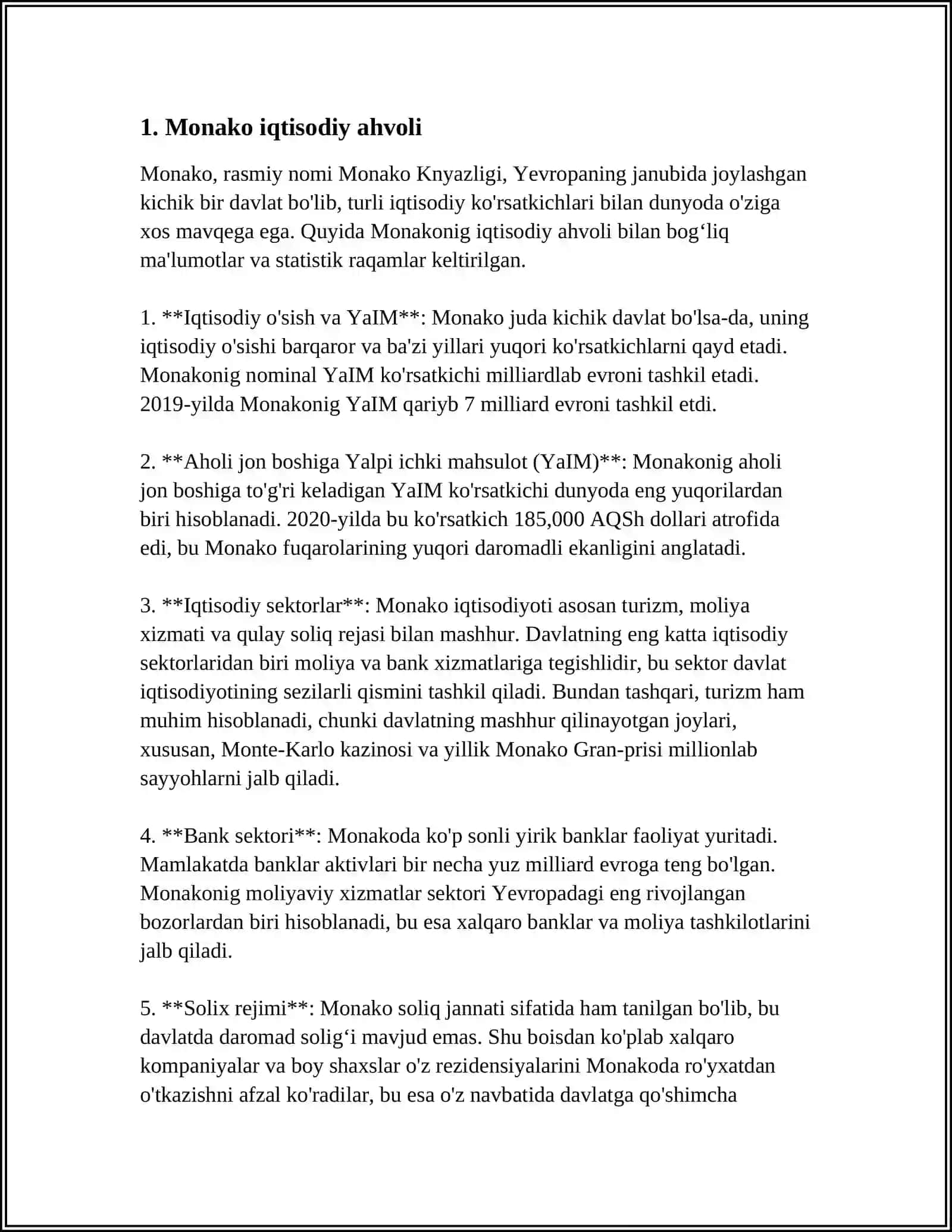 MONAKO NEPAL URUGVAY DAVLATLARINI IQTISODIY TAXLILI HAQIDA 3
