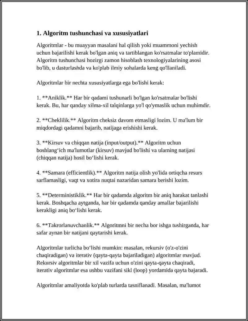 ALGARITMLAR VA DASTURLASHNING ASOSIY TUSHUNCHASI. DASTURLASH TILLARINING TUZILMASI 3
