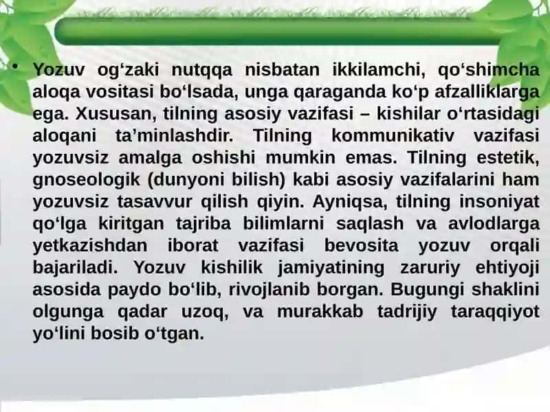 O`zbekyozuvitaraqqiyotimasalasi 3