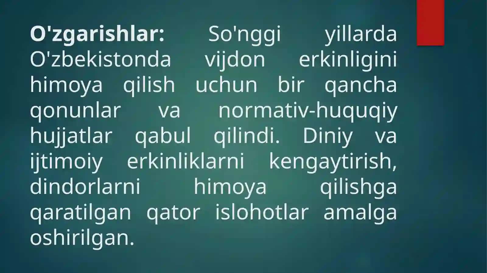 O'zbekistonda vijdon erkinligi va diniy bagʻrikenglik 3