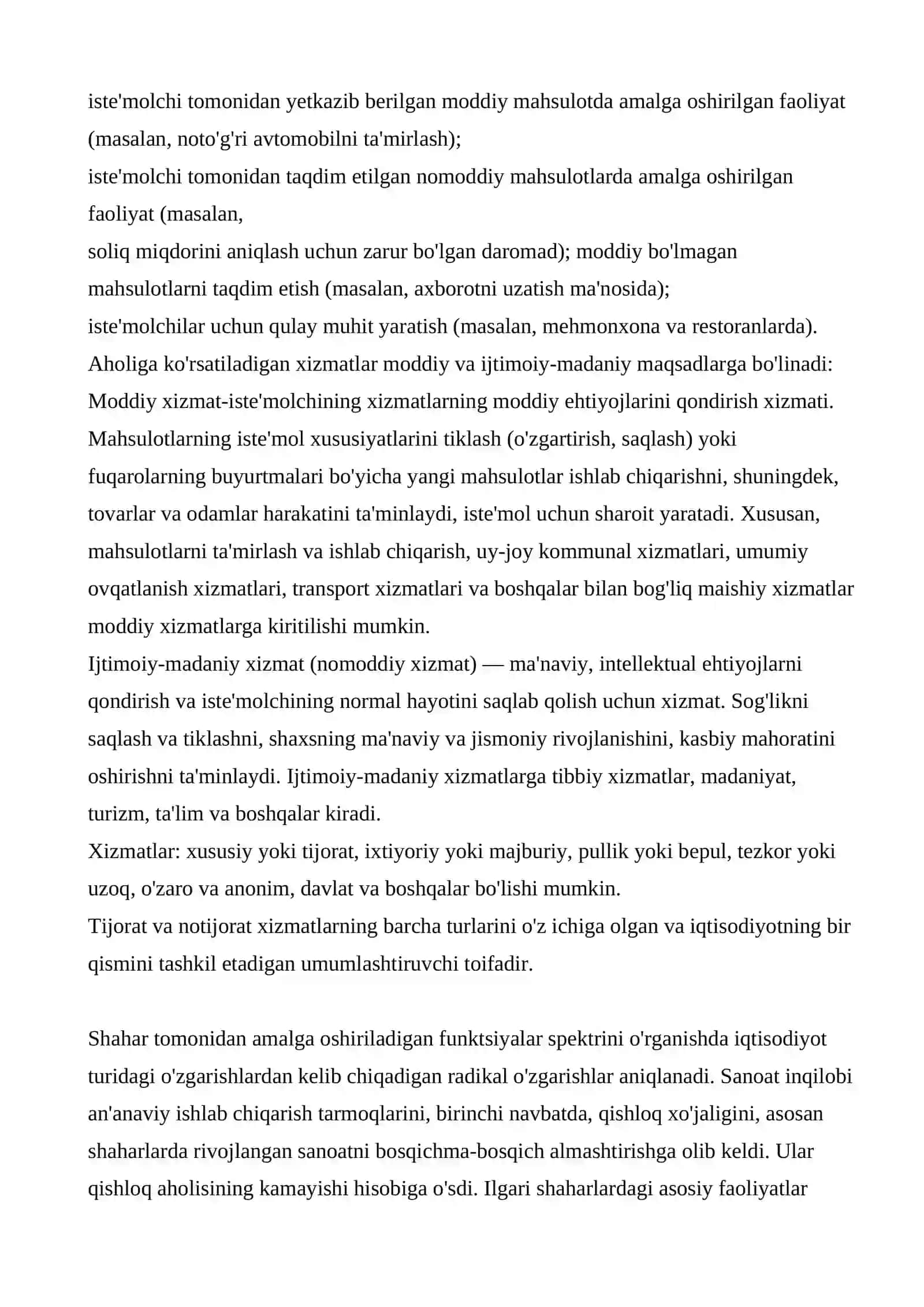 Xizmatlar mohiyati va tasnifi 3