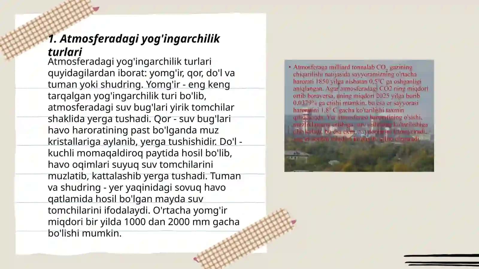 Atmosferadagi yog'in va uning yer sirtida taqsimlanishi 3