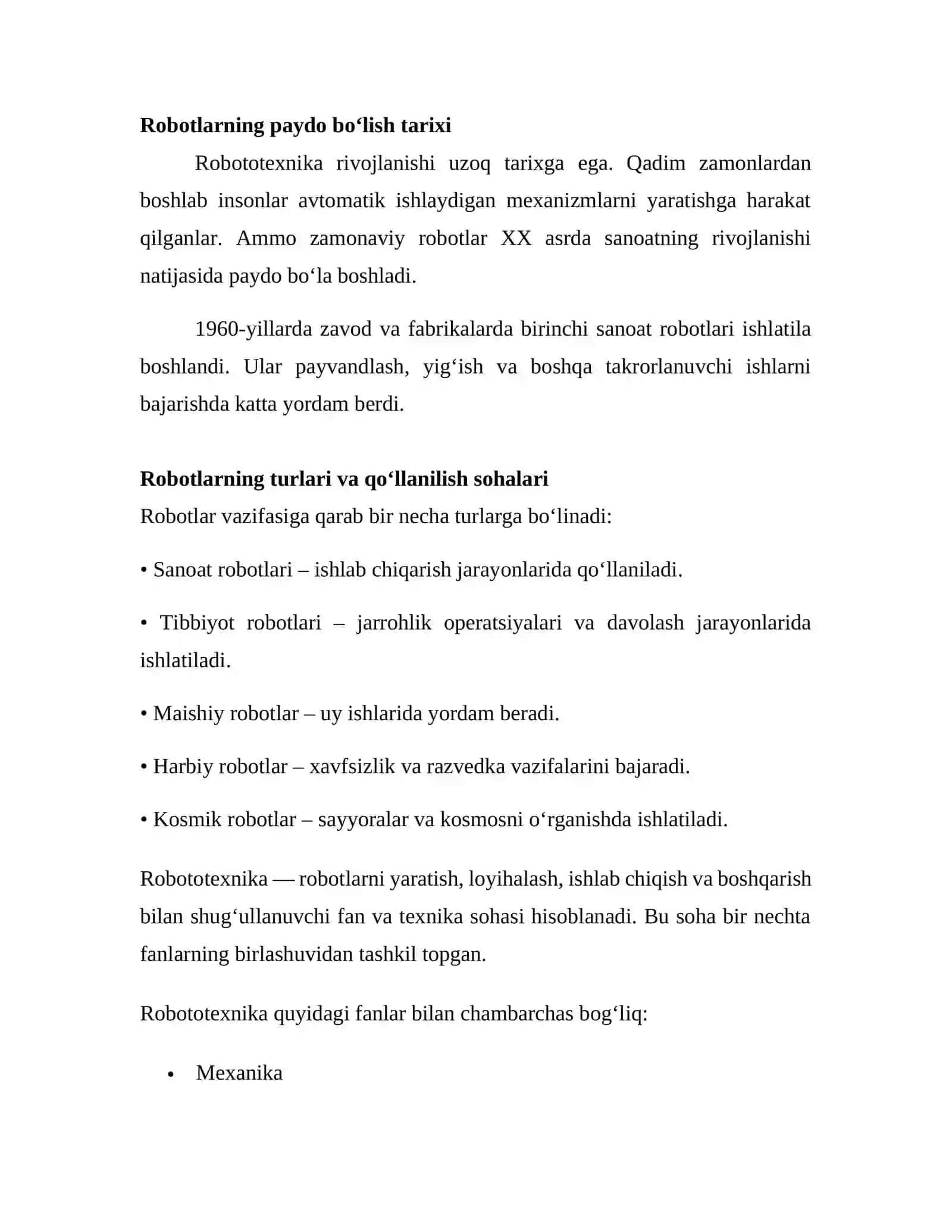 Robotlar haqida umumiy tushunchalar va ta’riflar 3