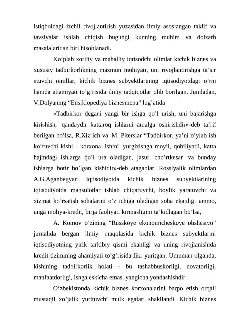 Kichik biznes va xususiy tadbirkorlikni rivojlantirish 3