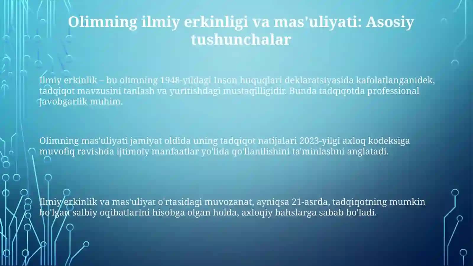 Olimning ilmiy erkinligi va mas'uliyati: Asosiy tushunchalar 3