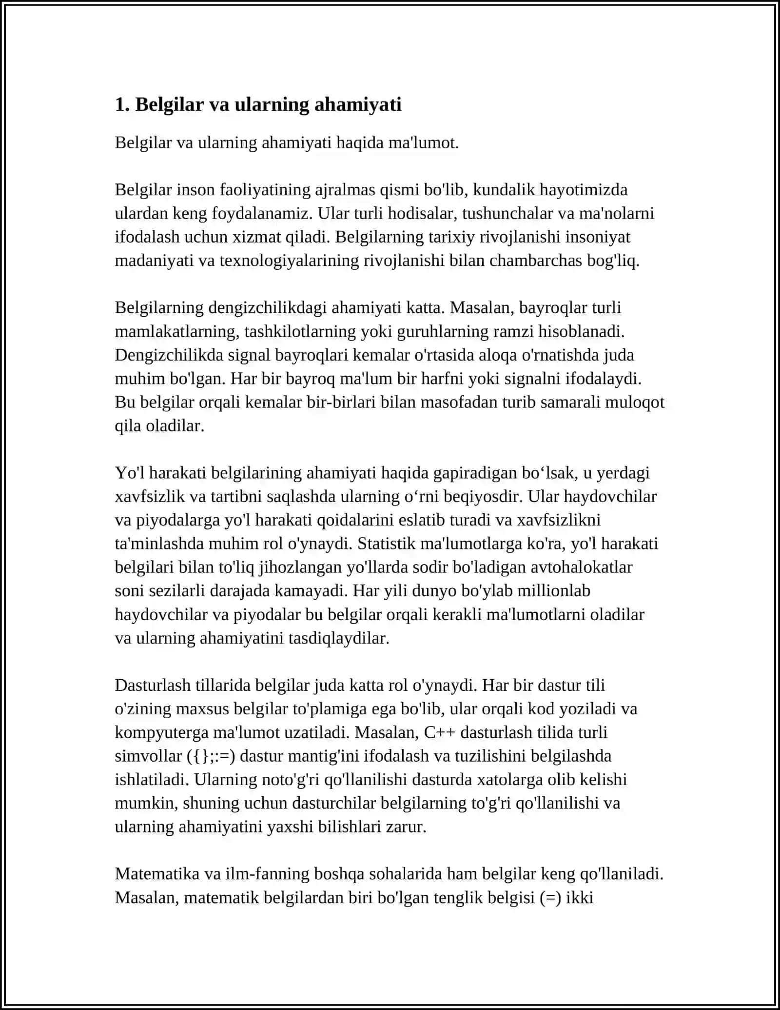 TIL- BELGILAR SISTEMASI. BELGI VA BELGILAR SISTEMASI TUSHUNCHASI. SEMIOTIKA. TILDA "SISTEMA" VA "STRUKTURA" TUSHUNCHALARI. BELGILAR SISTEMASINING TURLARI 3