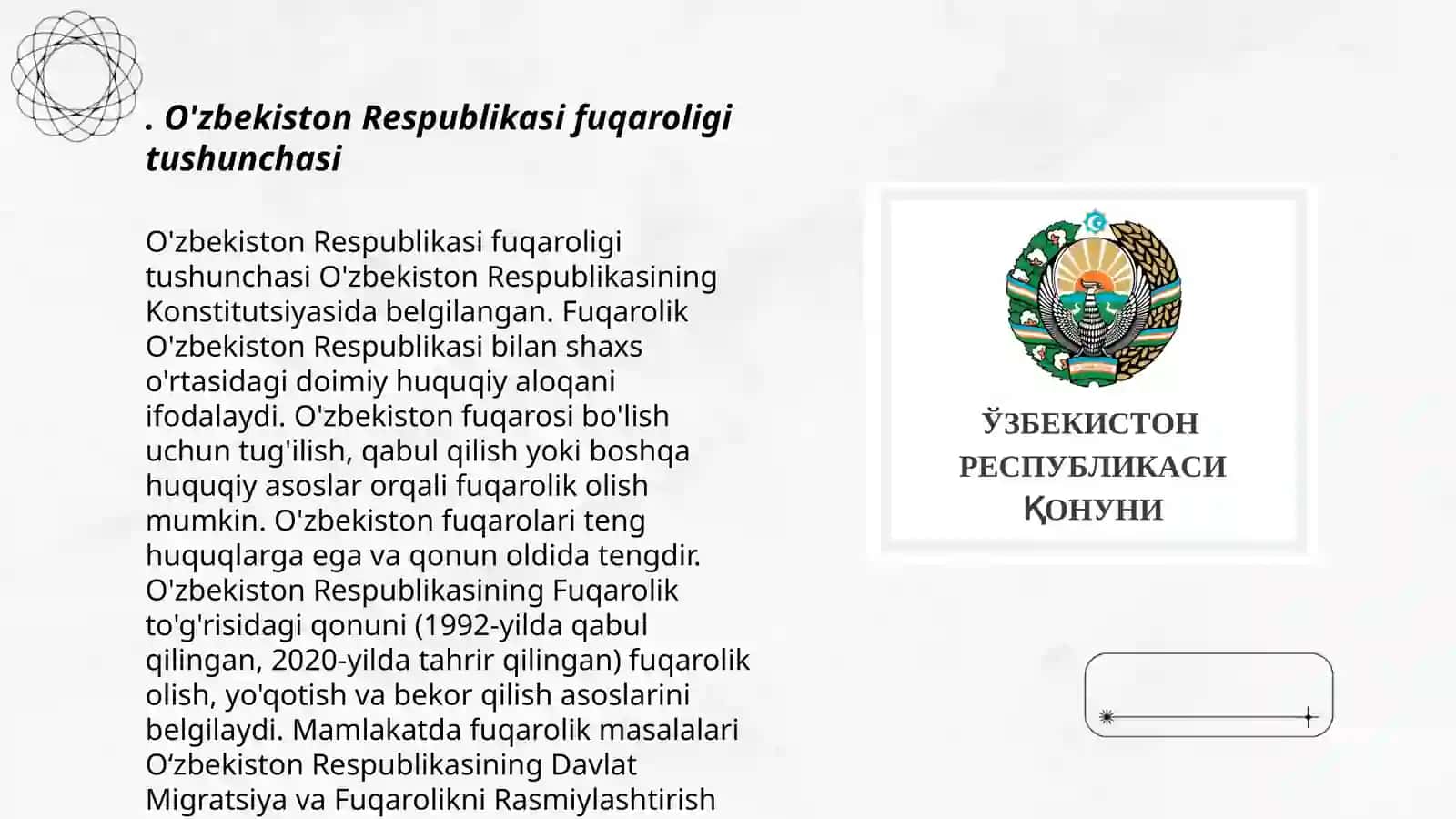 O'zbekiston Respublikasi fuqarolik to'g'risidagi qonun 3