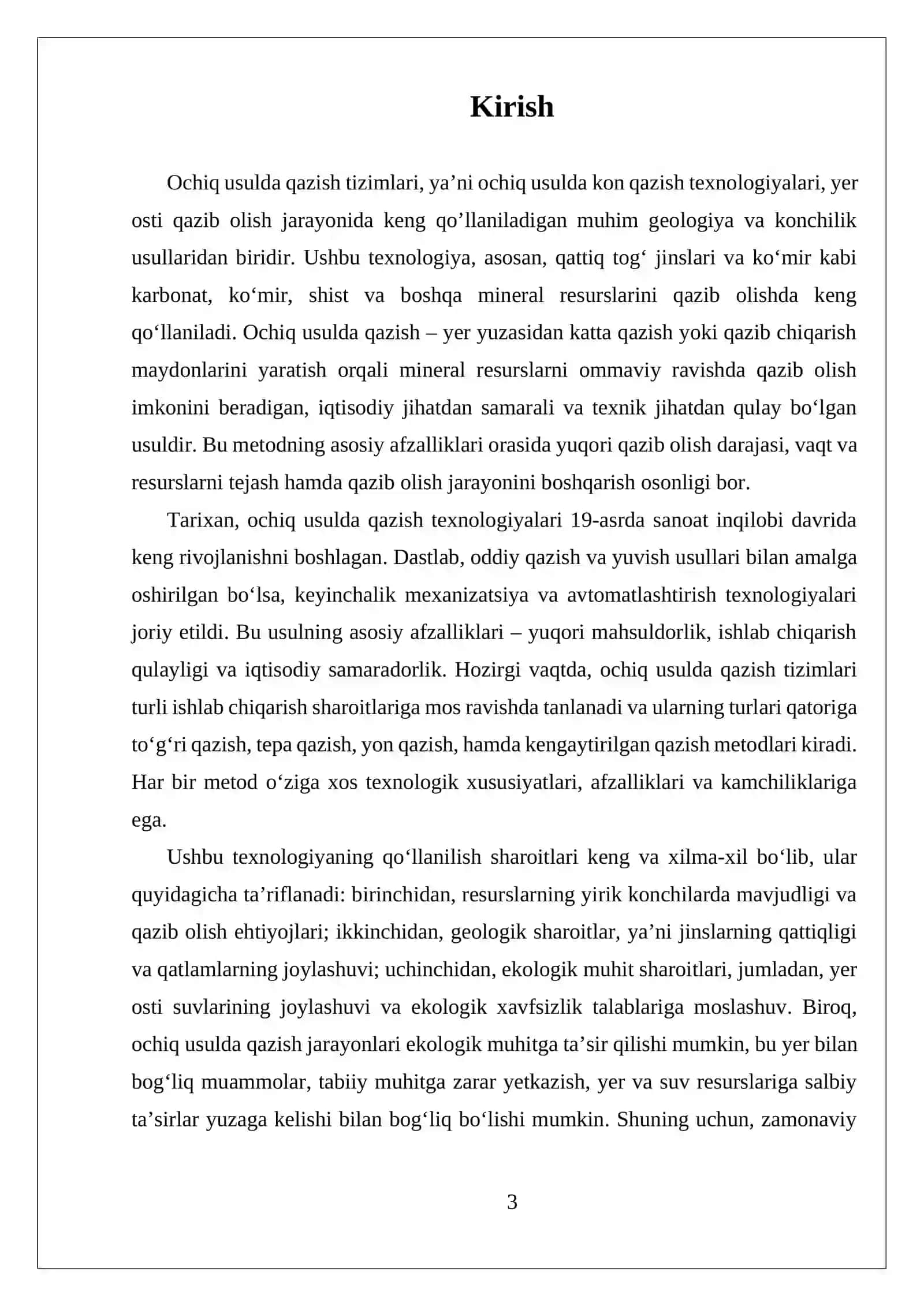 KONLARNI OCHIQ USULDA QAZISH TIZIMLARI VA ULARNI QO'LLANISH SHAROITLARI 3
