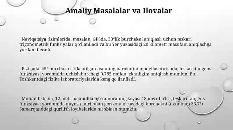 Teskari trigonometrik funksiyalar 3