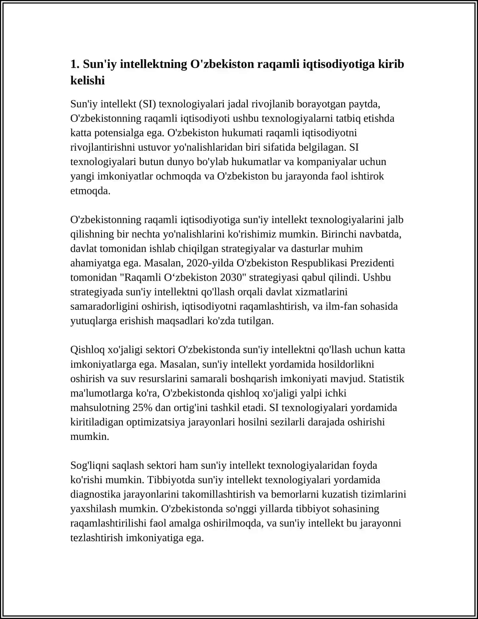 OZBEKISTAN RAQAMLI IQTISODIOTIDA SUN’IY INTELLEKTNING TA’SIRI 3