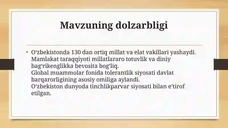 Oʻzbekistonda tolerantlik va millatlararo totuvlikni taʼminlashning tarixiy ildizlari va demokratik prinsiplari 3