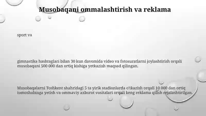 Yengil atletika va gimnastika sport turlari bo‘yicha musobaqalar tashkil etish va hakamlik qilish 3