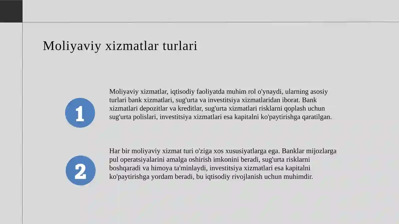 Moliyaviy xizmatlar va ularning rivojlanishi 3