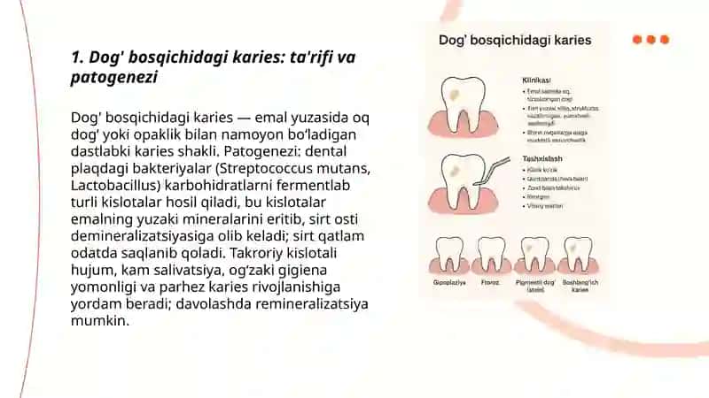 Dog' bosqichidagi karies. Klinikasi, Tashxislash. Qiyosiy tashxislash 3