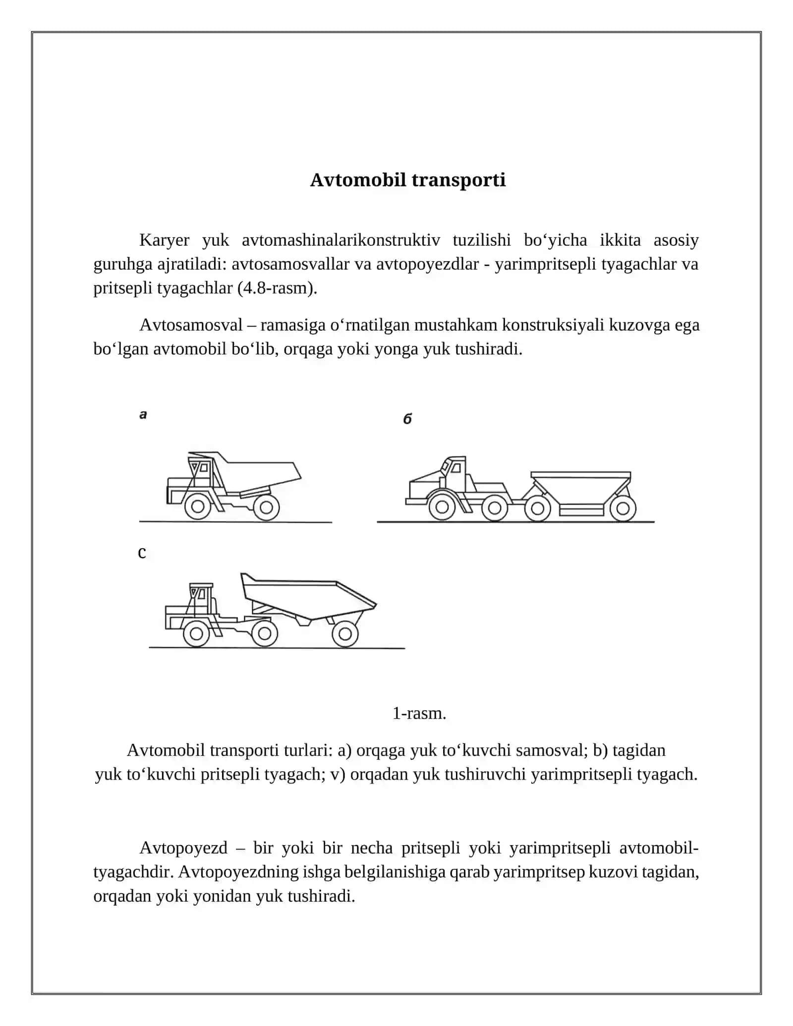 Karyer avtomobil transporti tasnifi 3