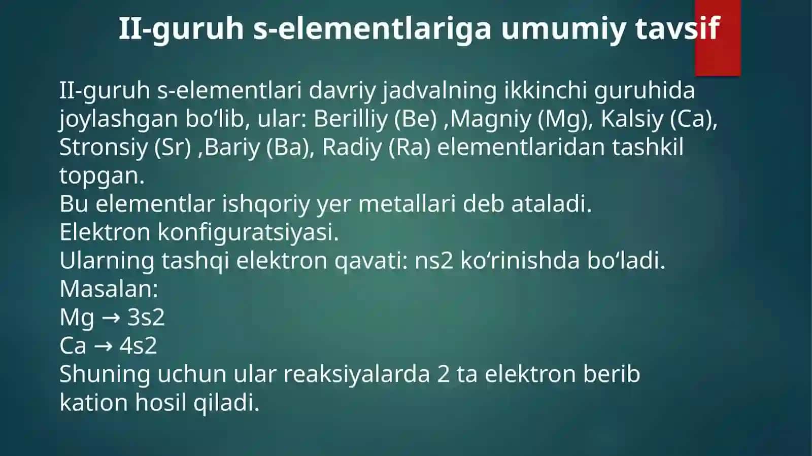II-guruh s-elementlari: peroksidlari, karbidlari, akva va gidrokso komplekslari 3