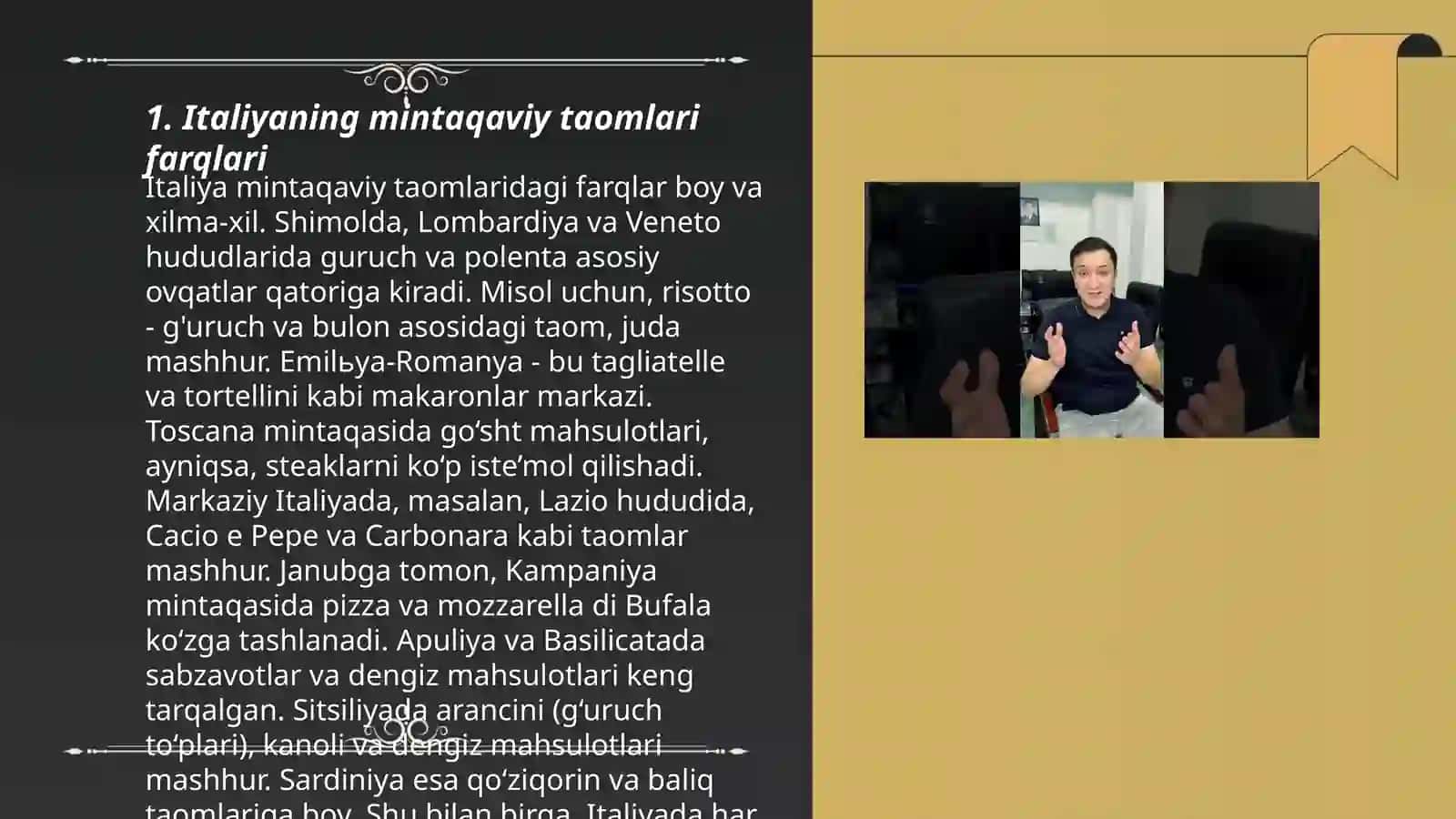 Italiya oshxonasining oʻziga xos xususiyatlari 3