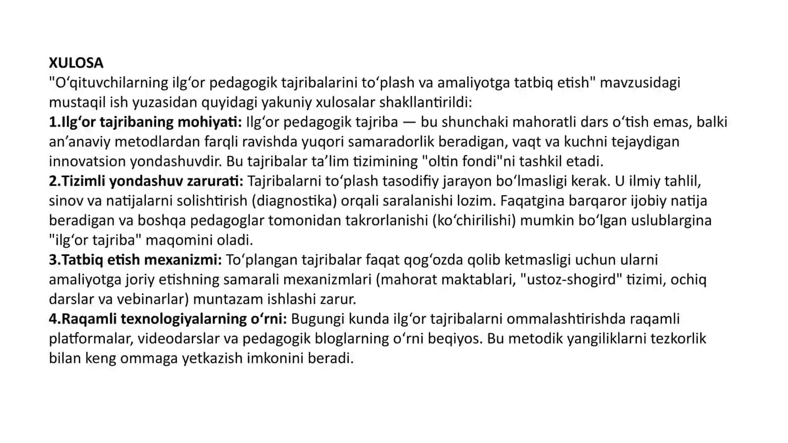O'qituvchilarning Ilg'or Pedagogik Tajribalarini To'plash va Amaliyotga Tatbiq Etish 3