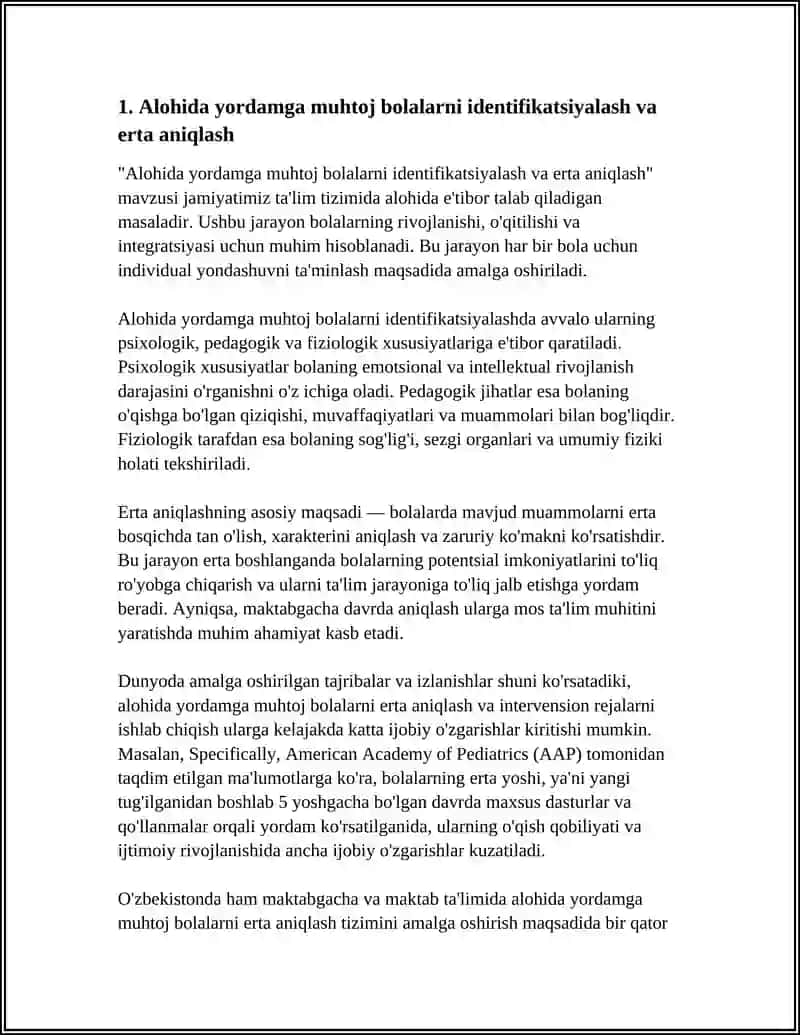 ALOHIDA YORDAMGA MUHTOJ BOLANI UMUM TA'LIM MAKTABI YOKI MAKTABGACHA 3