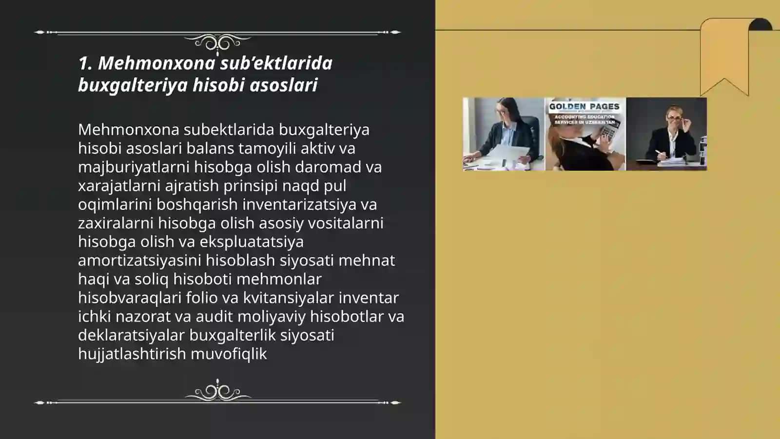 Mehmonxona xizmatlarini ko‘rsatuvchi sub’ektlarda buxgalteriya hisobi 3