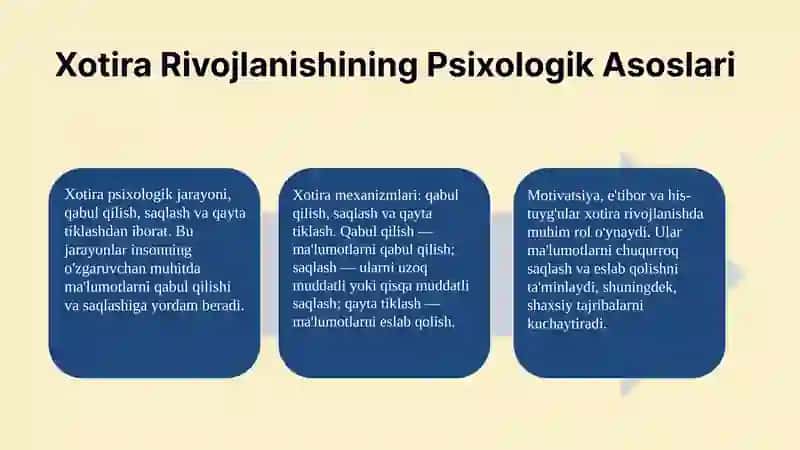 Xotira rivojlanishining psixologik asoslari va mexanizmlari 3