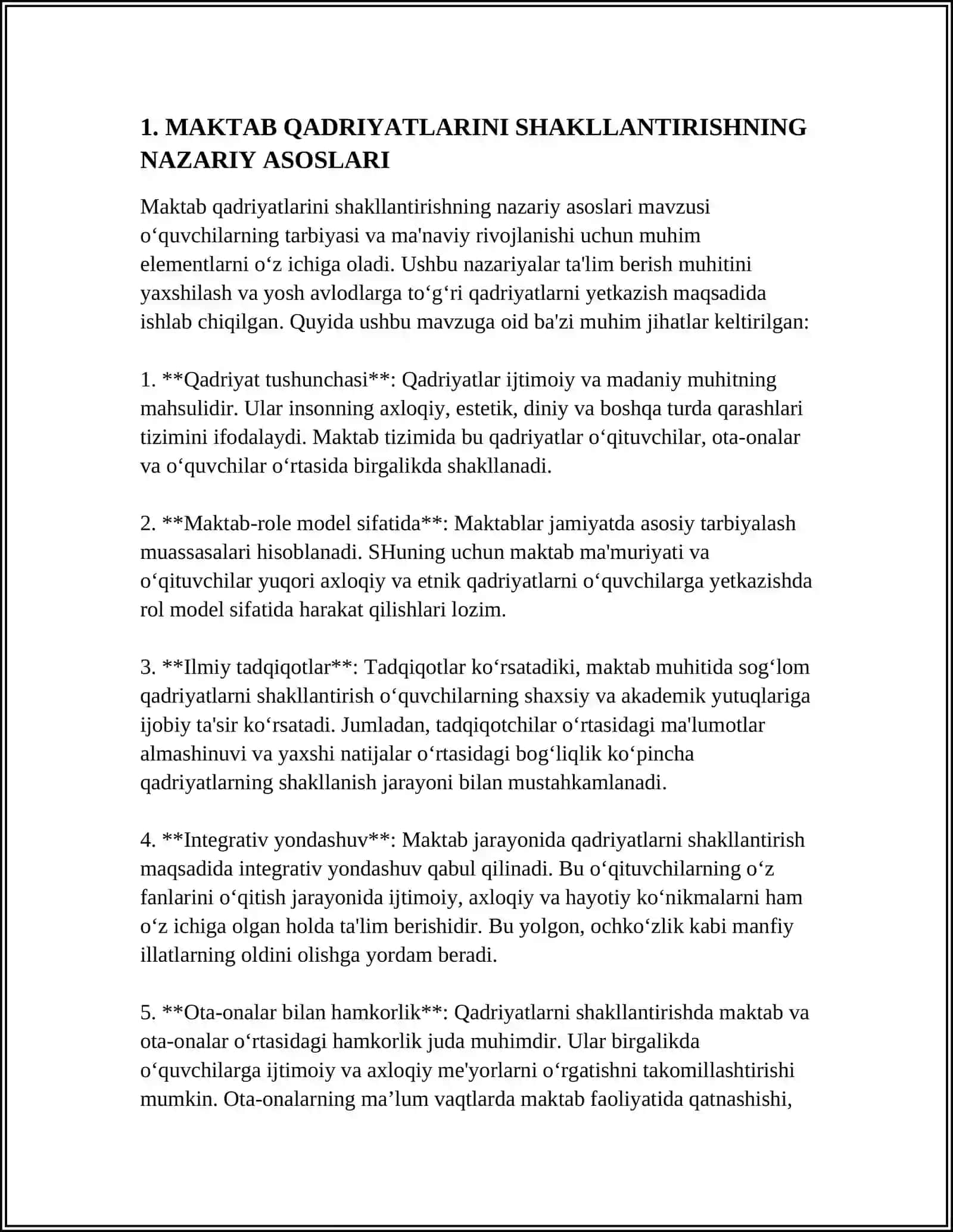 MAKTAB QADRIYATINI SHAKLLANTIRISH:OʻZBEKISTON VA XORIJ TAJRIBASINING QIYOSIY TAHLILI 3