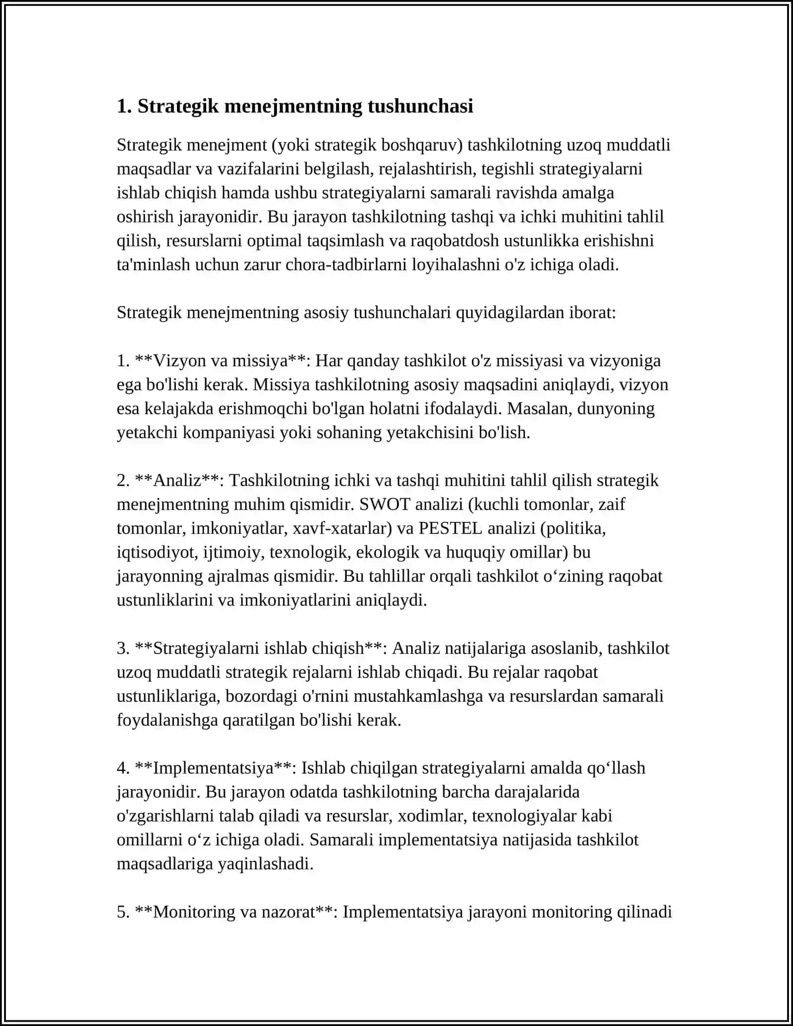 STRATEGIK MENEJMENTNING VAZIFALARI VA MAQSADLARINI BELGILASH 3