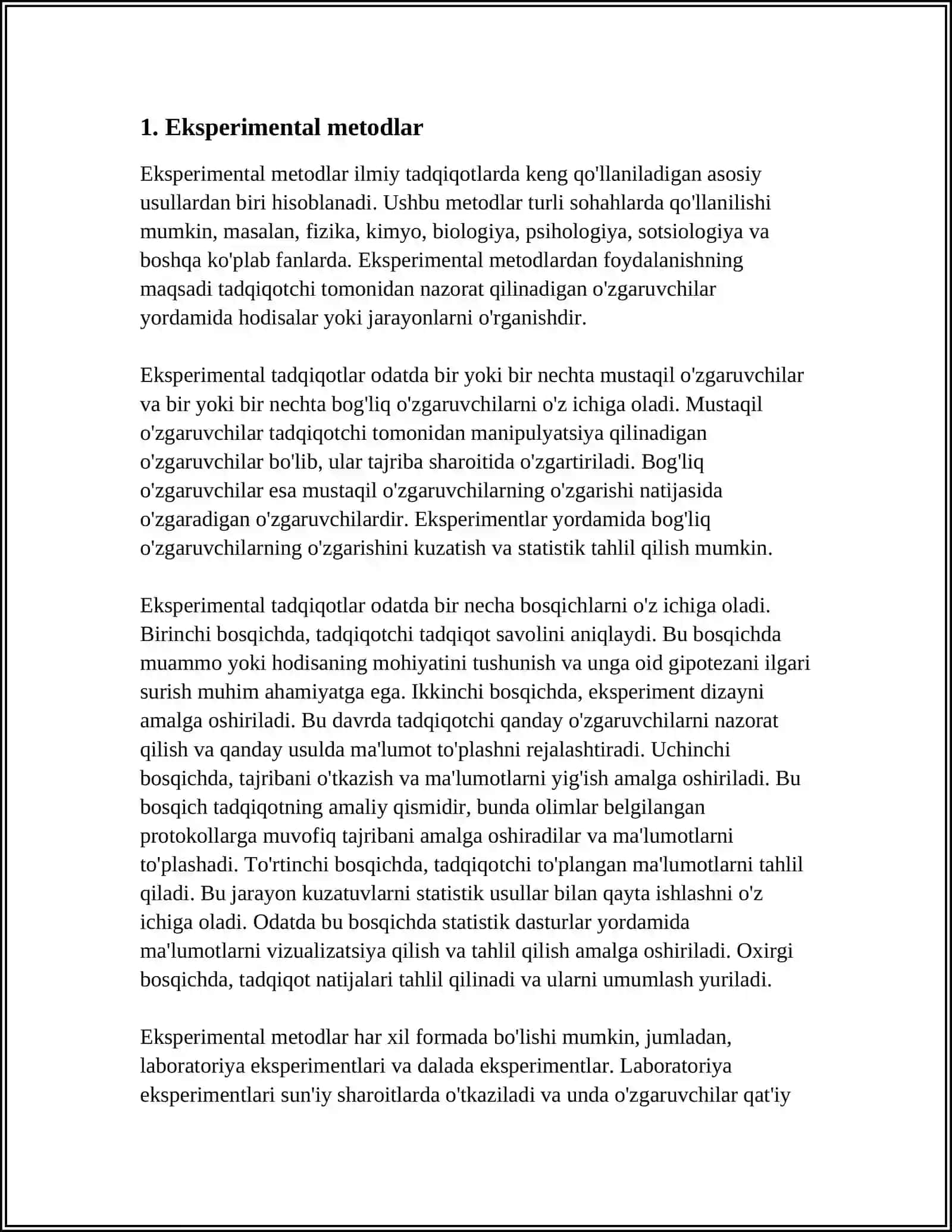 HOZIRGI ZAMON PSIXOLOGIYASINING TADQIQOT METODLARI. PSIXIKANING FILOGENETIK TARAQQIYOTI 3