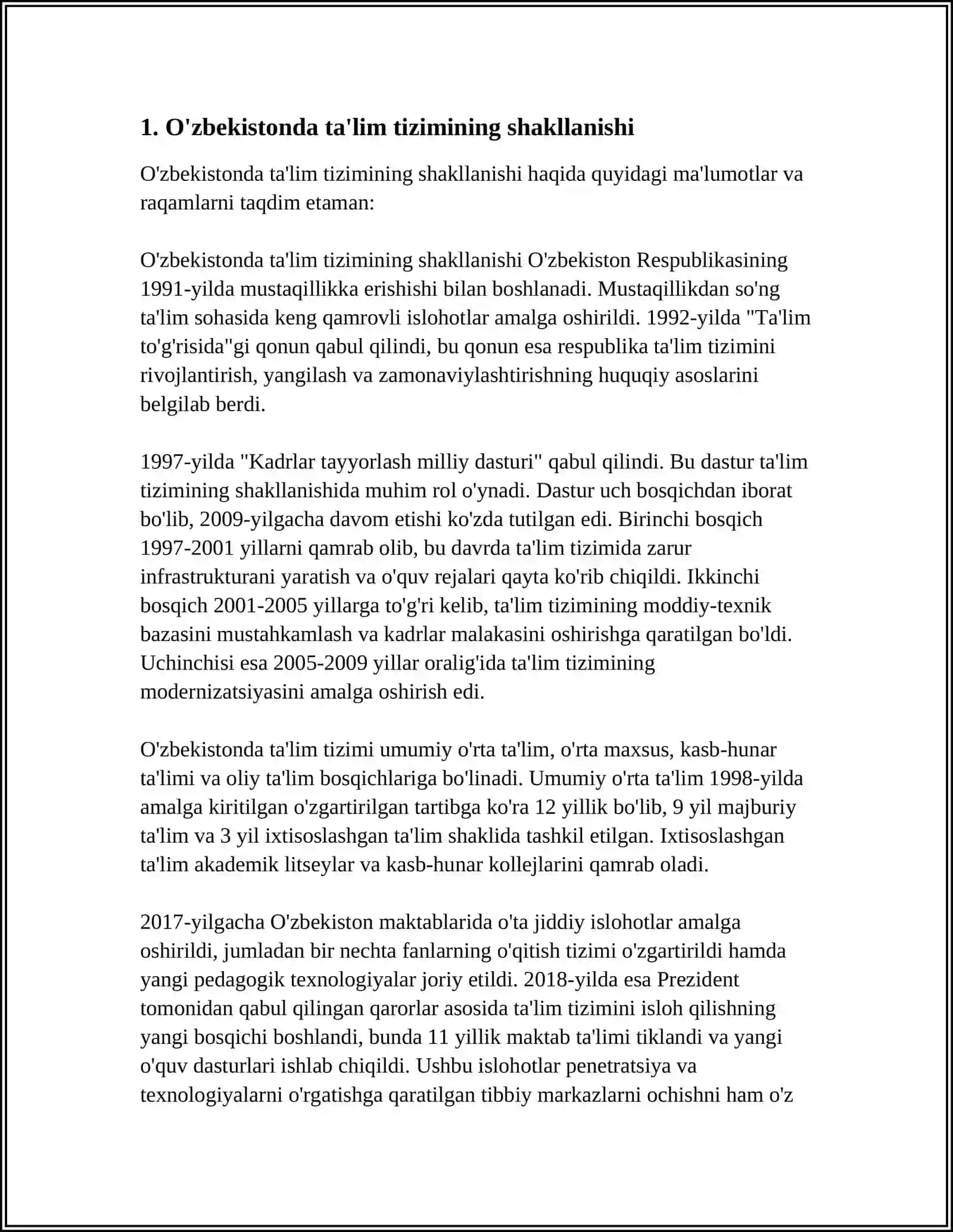 O'zbekistonda Ta'lim Tizimining Shakllanishi 3