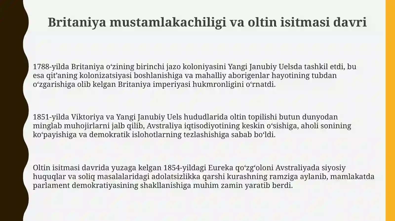 Britaniya mustamlakachiligi va oltin isitmasi davri 3