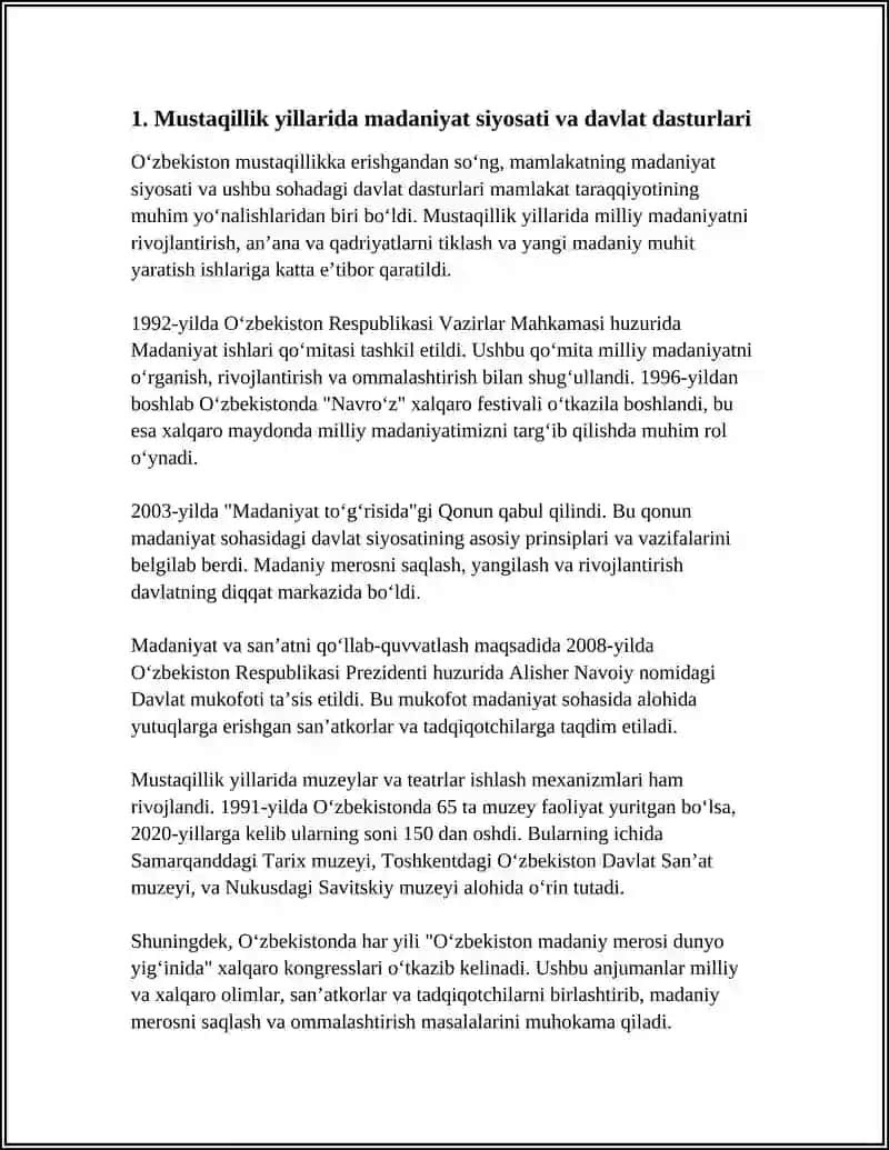 MUSTAQILIK YILLARDA MADANIY TARAQIYOT 3