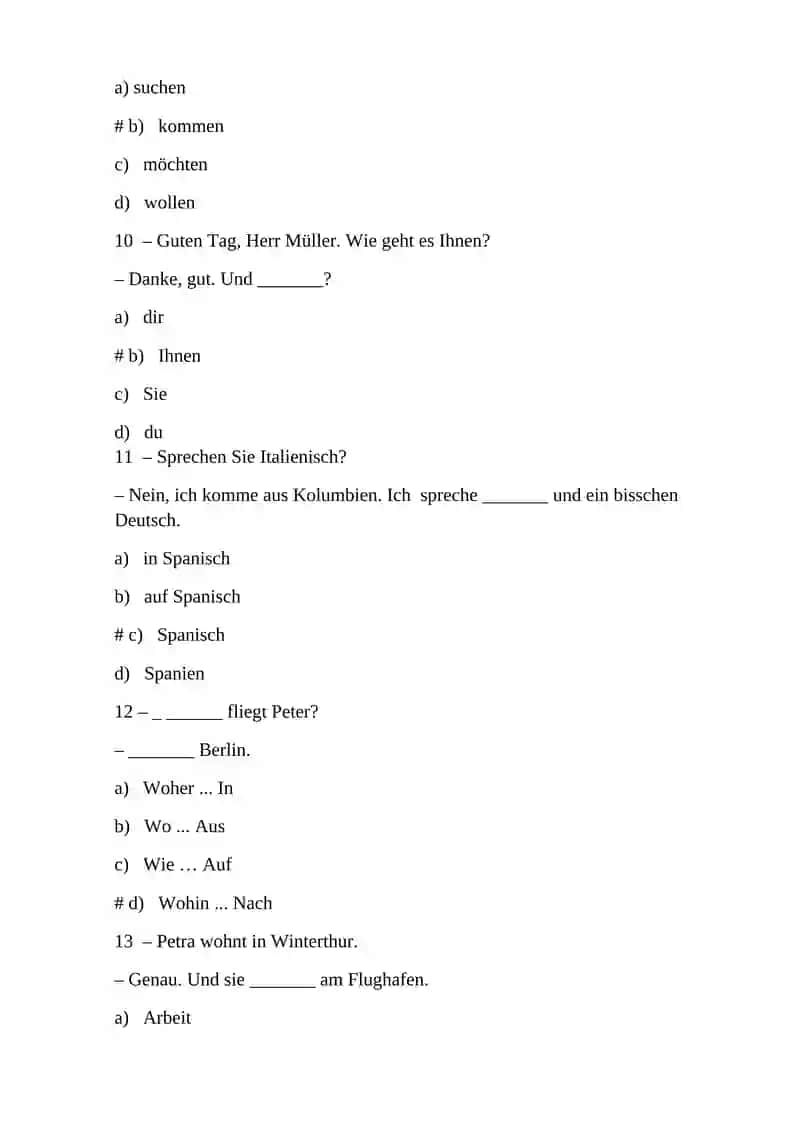 German Language Exam Questions 3