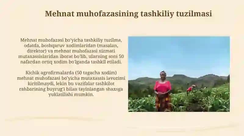 Qishloq xo’jalik korxonalarida mehnat muhofazasiga oid ishlarni tashkil qilish 3