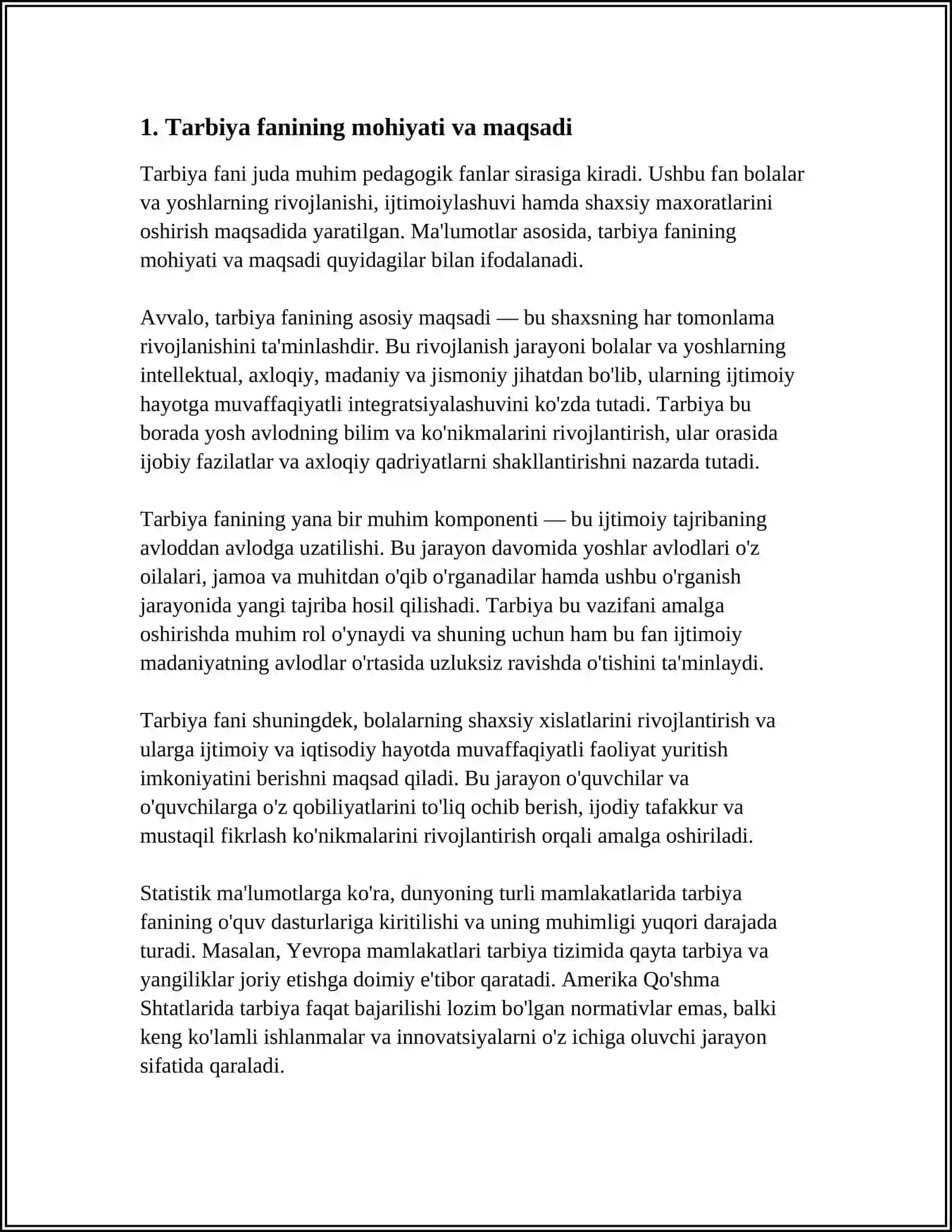 "TARBIYA" Fanini Oʻqitish Metodikasi 3