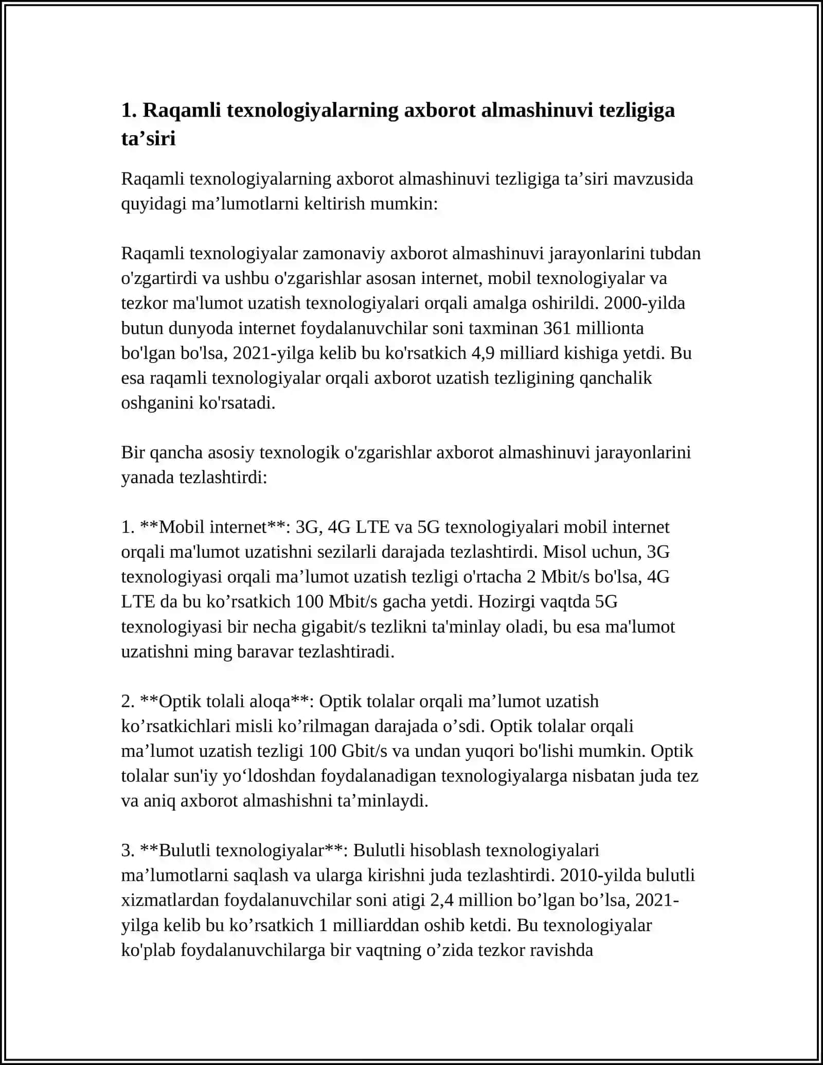 RAQAMLI TEXNOLOGIYALARNING ZAMONAVIY JAMIYAT RIVOJLANISHIGA TA’SIRI TENDENTSIYALARI (AT MUTAXASSISLARI VA ISTE’MOLCHILAR OʻRTASIDAGI TAFOVUT XAVFI) 3
