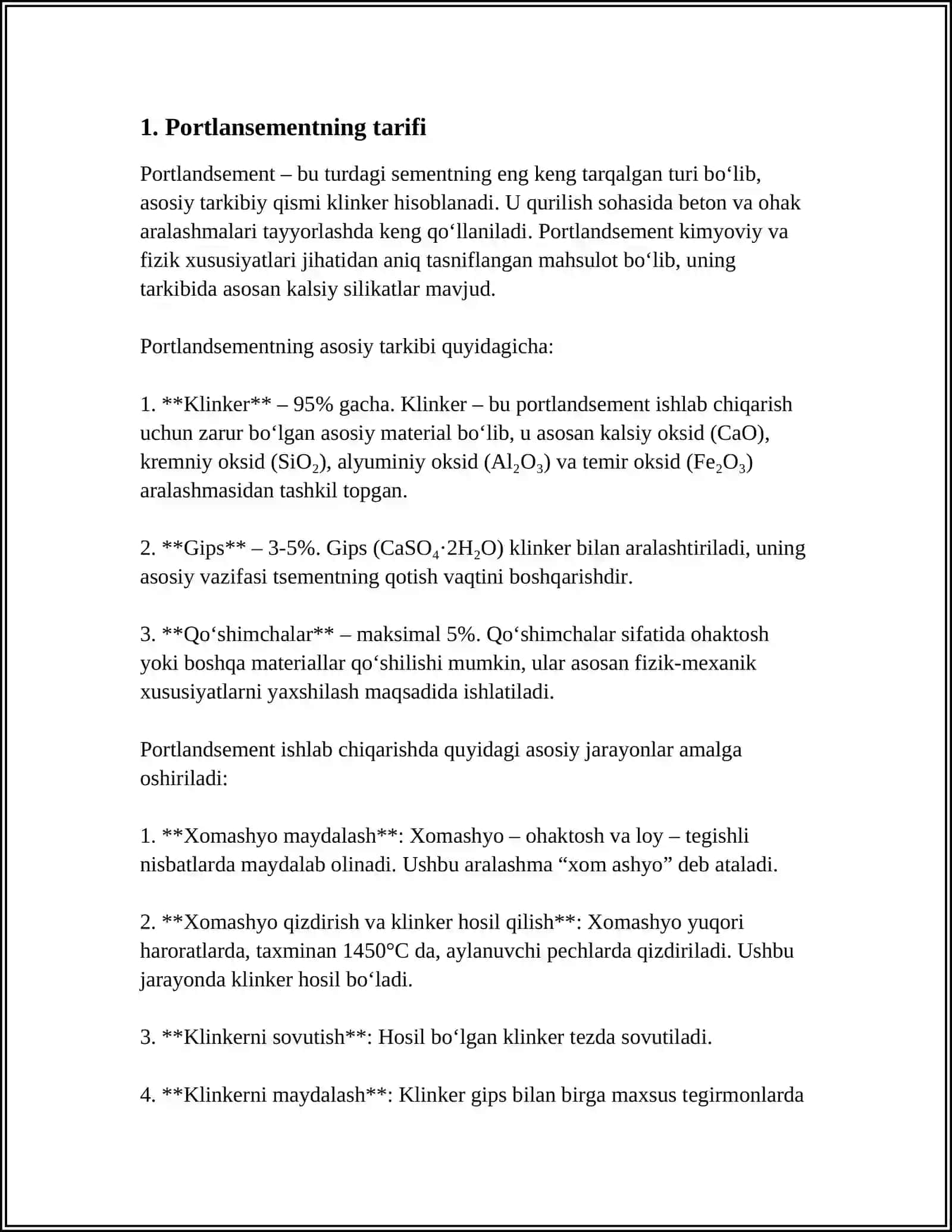 PORTLANSEMENTNING QOTISH TARIFLARIGA IZOH BERING 3