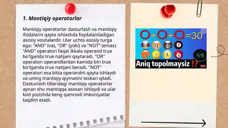 Mantiqiy operatorlar 3
