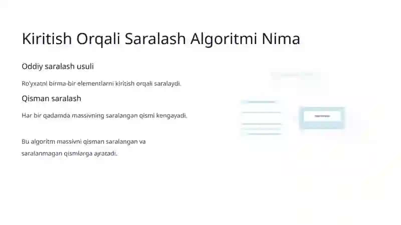 Kiritish Orqali Saralash Algoritmi 3
