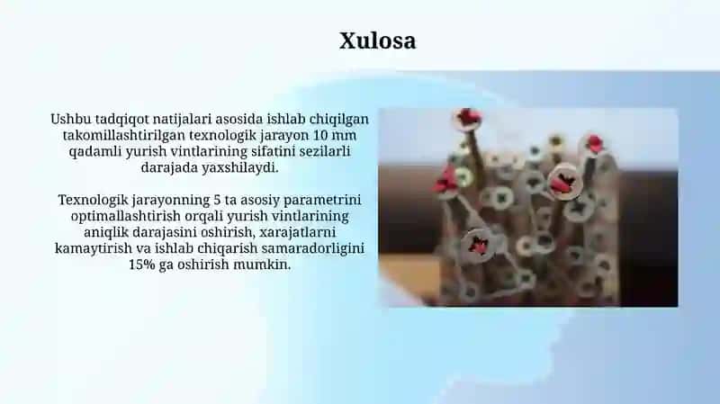 Yurish vintlarga mexanik ishlov berish texnologik jarayonlarining bosqichlari 3