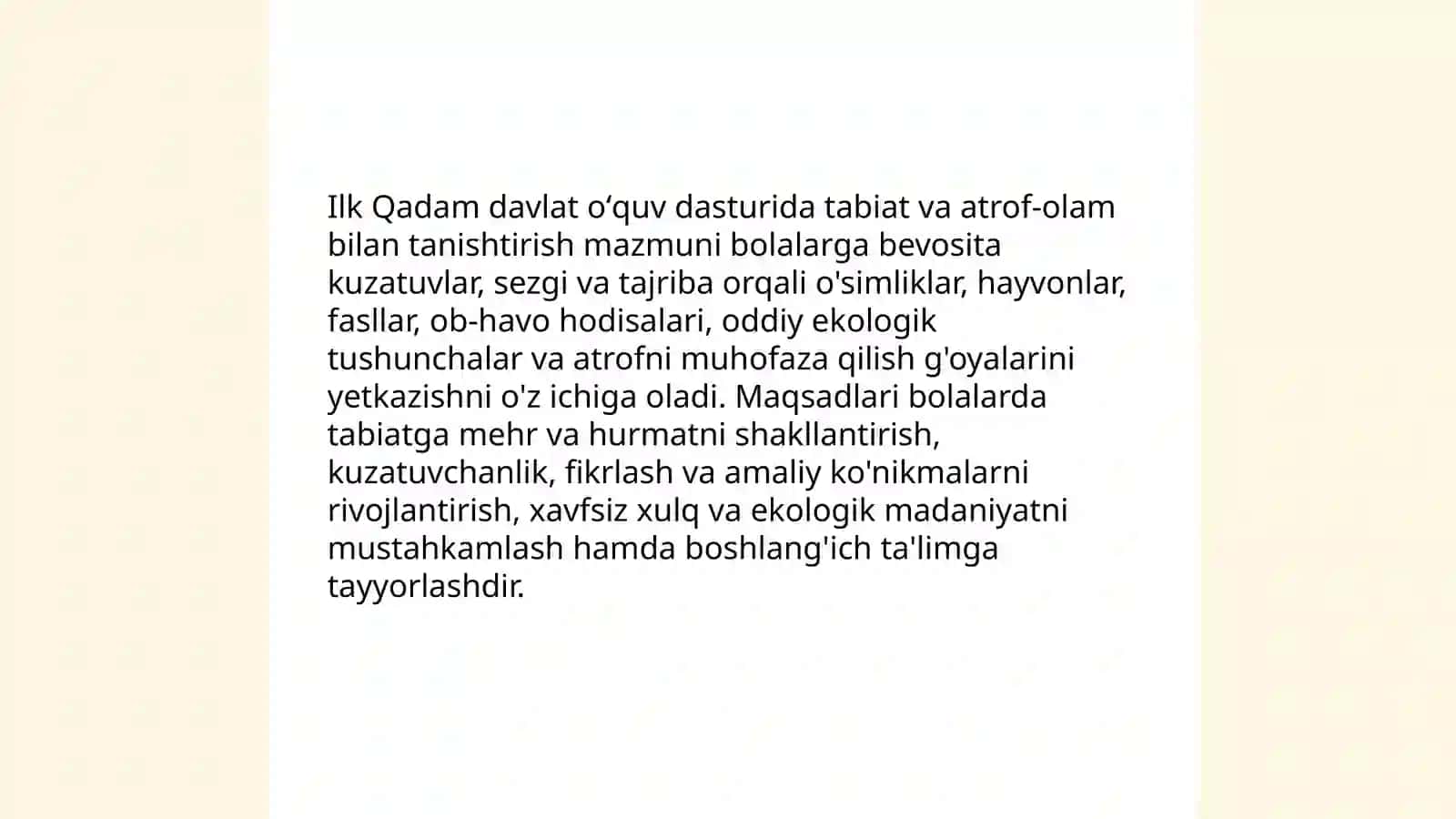 Ilk Qadam davlat òquv dasturi 3