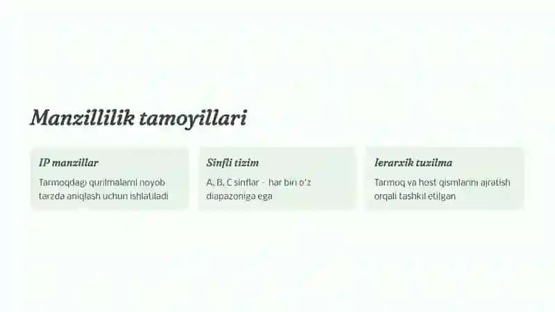 Tarmoqda Manzillilik Tamoyillari 3